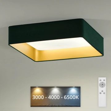 Brilagi - Plafón LED regulable VELVET SQUARE LED/24W/230V 3000/4000/6500K + mando a distancia verde