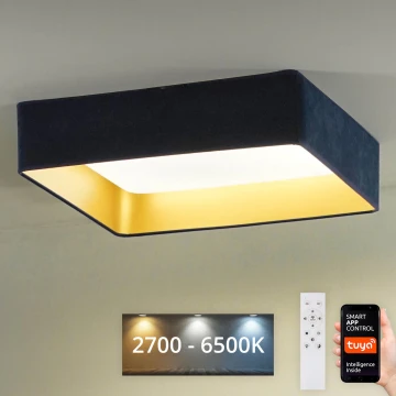 Brilagi - Plafón LED regulable VELVET SQUARE SMART LED/36W/230V 2700-6500K Wi-Fi Tuya + mando a distancia azul oscuro