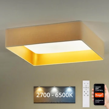 Brilagi - Plafón LED regulable VELVET SQUARE SMART LED/36W/230V 2700-6500K Wi-Fi Tuya + mando a distancia cremoso