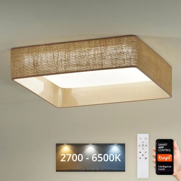 Brilagi - Plafón LED regulable VELVET SQUARE SMART LED/36W/230V 2700-6500K Wi-Fi Tuya + mando a distancia marrón