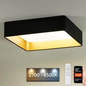 Brilagi - Plafón LED regulable VELVET SQUARE SMART LED/36W/230V 2700-6500K Wi-Fi Tuya + mando a distancia negro