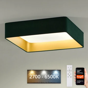 Brilagi - Plafón LED regulable VELVET SQUARE SMART LED/36W/230V 2700-6500K Wi-Fi Tuya + mando a distancia verde