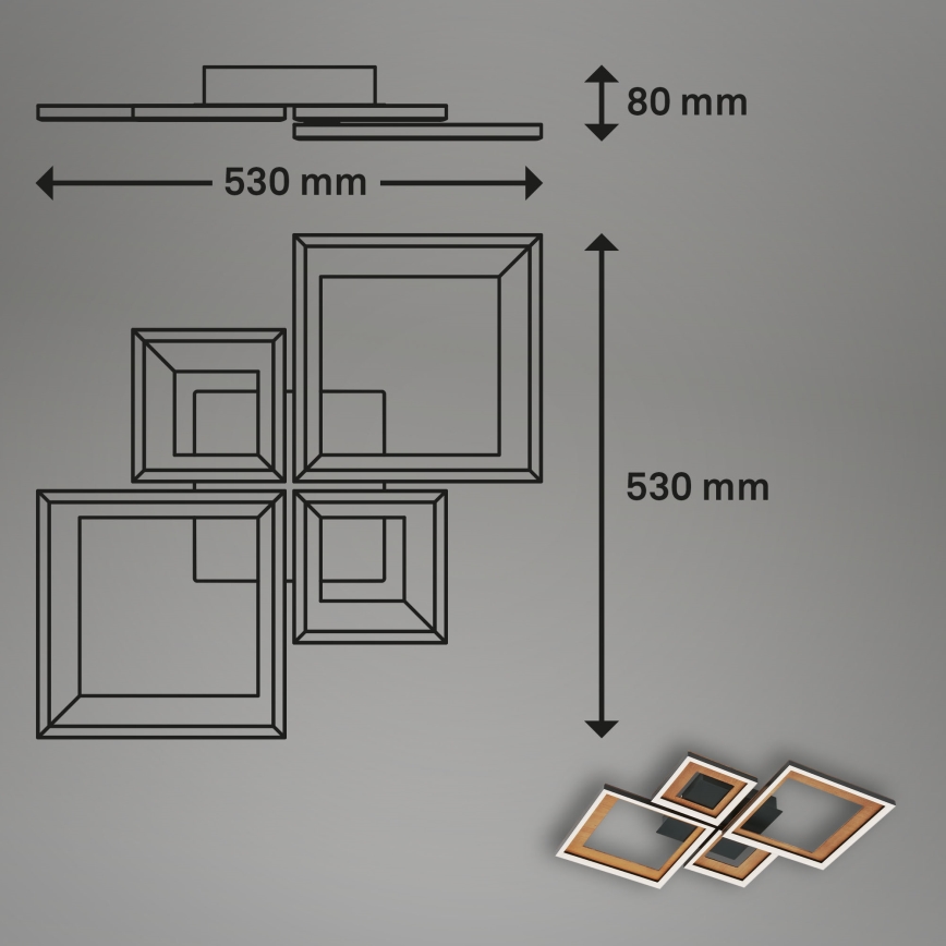 Brilo - Lámpara de techo LED regulable FRAME LED/38W/230V