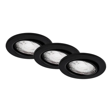 Brilo - SET 3x Lámpara empotrada LED para baños 1xGU10/5W/230V IP23 negro