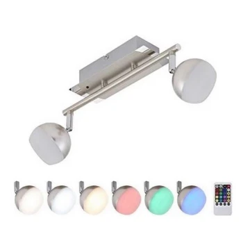 Briloner 2040-022 - LED RGB Foco regulable 2xLED/3,3W/230V + control remoto