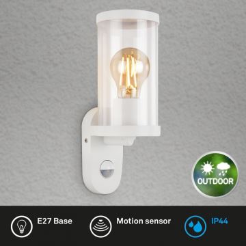 Briloner 3628-016 - Aplique para exterior con sensor 1xE27/12W/230V IP44 blanco