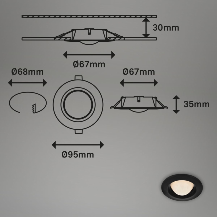 Briloner 7056-035 - SET 3x Lámpara empotrable de baño LED LED/3W/230V IP44