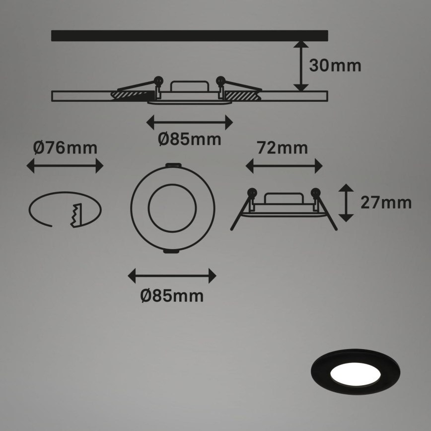 Briloner 7103-435 - SET 3x Lámpara empotrable de baño LED regulable LED/5W/230V IP44