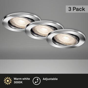 Briloner 7144-038 - SET 3x Lámpara empotrable de baño LED SLIDE GU10/3,5W/230V IP23