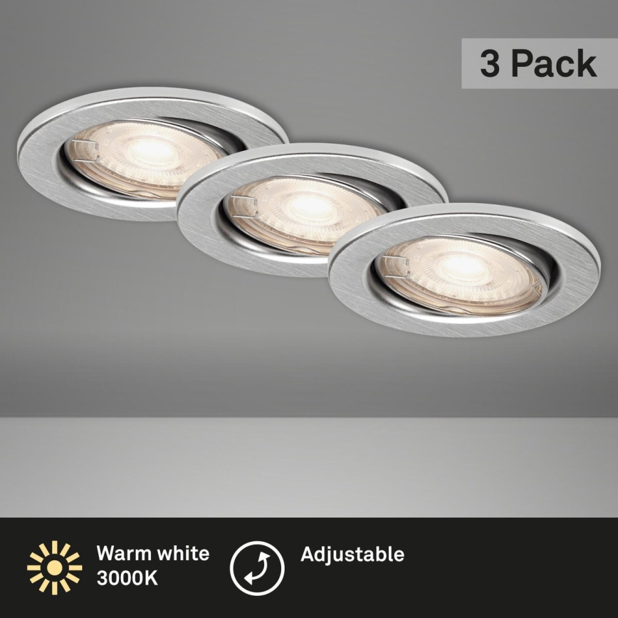 Briloner 7144-039 - Set 3x Lámpara empotrable de baño LED SLIDE 1xGU10/4W/230V IP23