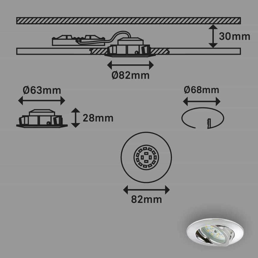 Briloner 7209-038 - SET 3x Lámpara empotrable de baño LED LED/5W/230V IP23