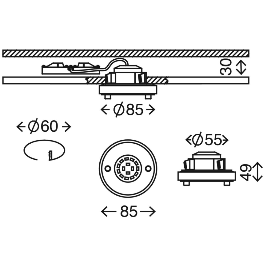 Briloner 7214-012 - Lámpara empotrable de baño LED ATTACH LED/5W/230V IP44