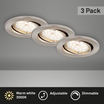 Briloner 7219-032 - SET 3x Lámpara empotrable de baño LED regulable 1xGU10/5W/230V IP23