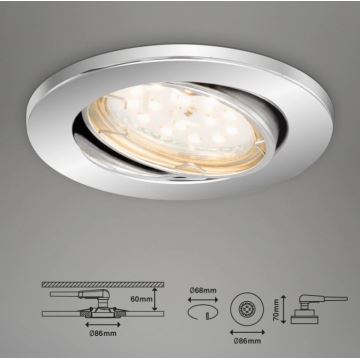 Briloner 7219-038 - SET 3x Lámpara empotrable de baño LED regulable 1xGU10/5W/230V IP23