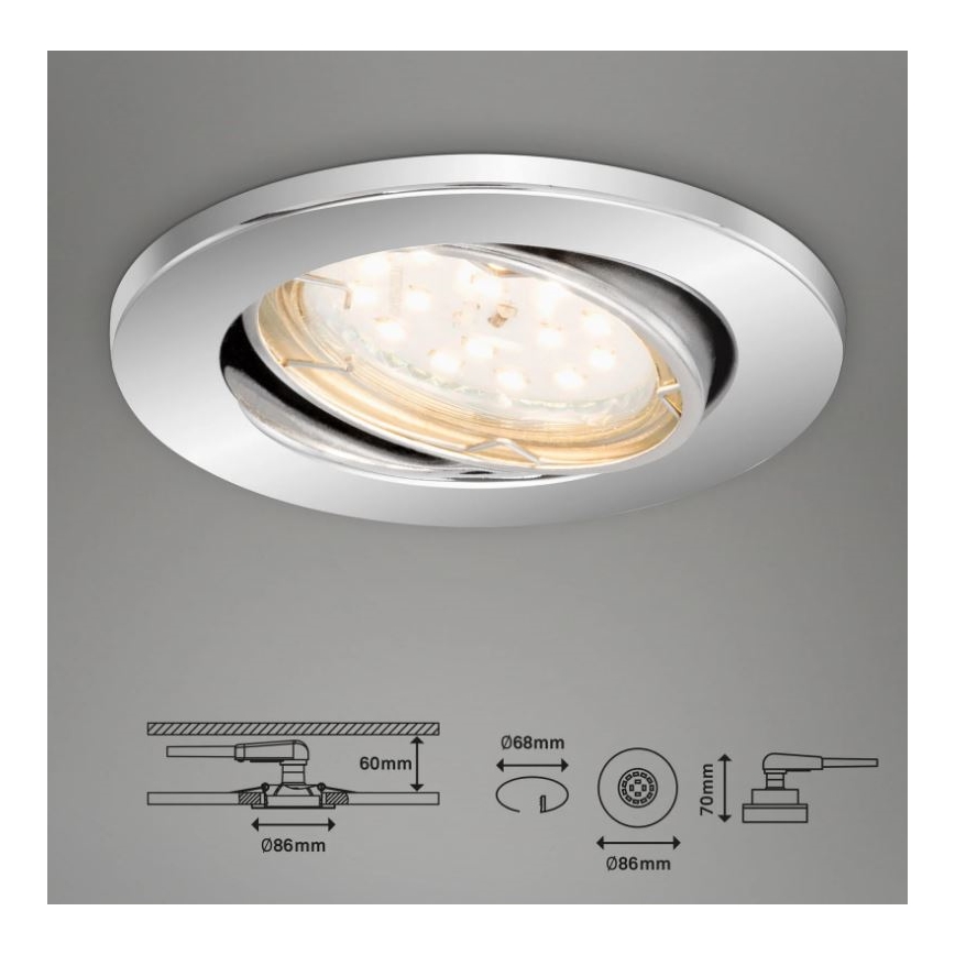 Briloner 7219-038 - SET 3x Lámpara empotrable de baño LED regulable 1xGU10/5W/230V IP23