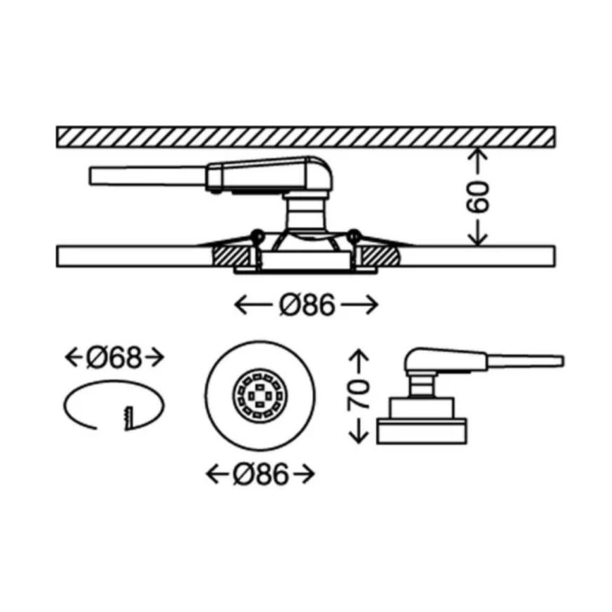 Briloner 7277-038 - SET 3x Lámpara empotrable de baño LED regulable 1xGU10/5W/230V IP23