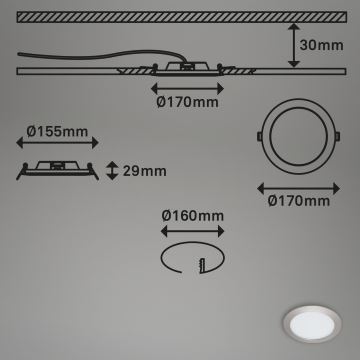 Briloner 7286-016 - Lámpara empotrada LED para baños LED/12W/230V IP44