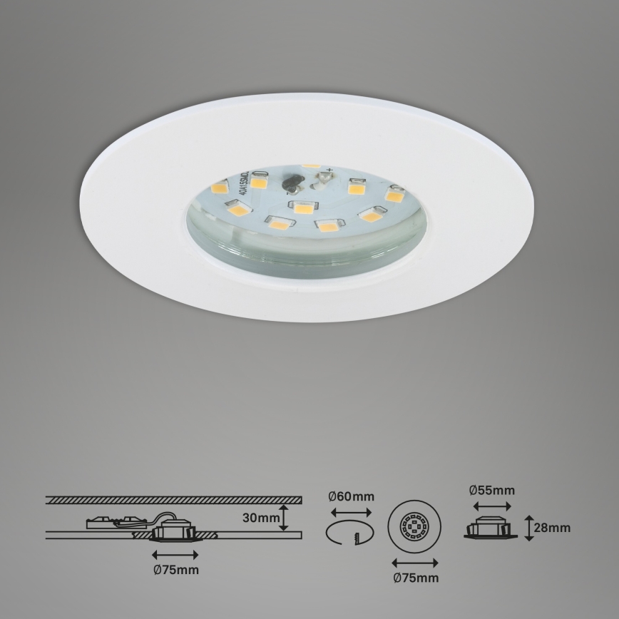 Briloner 7295-016 - LED Lámpara empotrable regulable para el baño ATTACH LED/6,5W/230V IP44