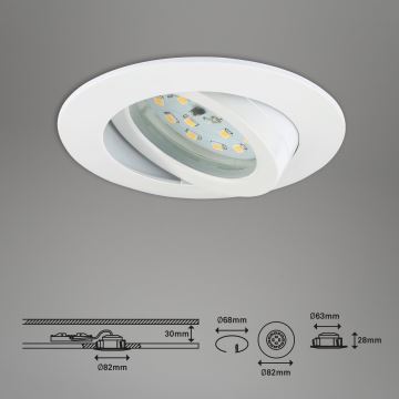 Briloner 7296-016 - Lámpara empotrable de baño LED regulable LED/6,5W/230V IP23