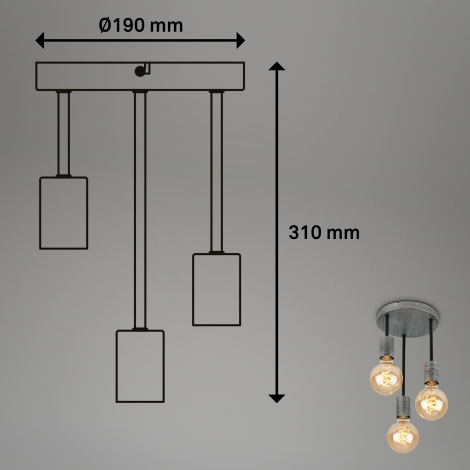 Briloner - Lámpara de araña con cable HENGA 3xE27/60W/230V