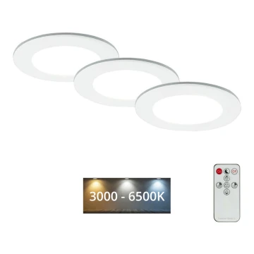 Briloner - SET 3x Lámpara empotrable de baño LED regulable LED/4,8W/230V 3000-6500K IP44 + control remoto