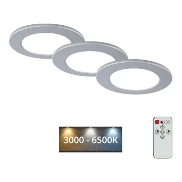 Briloner - SET 3x Lámpara empotrable de baño LED regulable LED/4,8W/230V 3000-6500K IP44 + control remoto