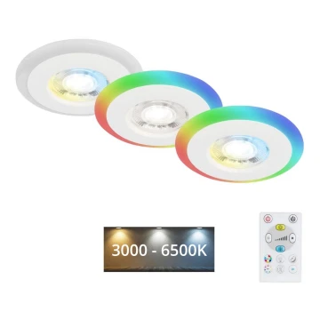 Briloner - SET 3x LED RGBW Lámpara empotrable regulable para el baño LED/5W/230V 3000-6500K IP44 + control remoto