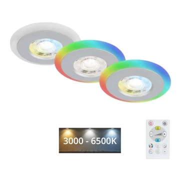 Briloner - SET 3x LED RGBW Lámpara empotrable regulable para el baño LED/5W/230V 3000-6500K IP44 + control remoto