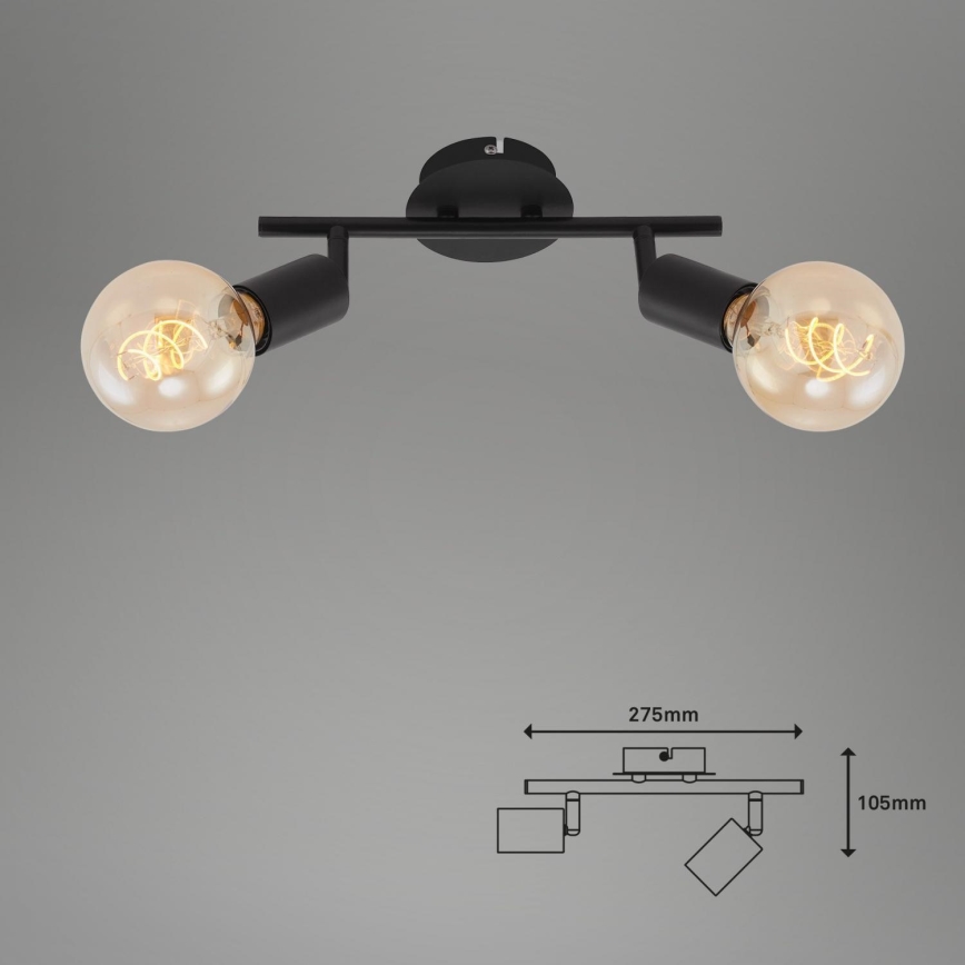 Briloner 10104890 - Foco 2xE27/60W/230V negro