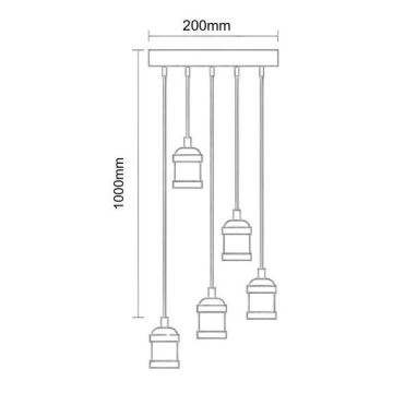 Cable de alimentación 5xE27/60W/230V bronce