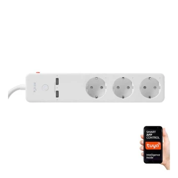 Cable de extensión SMART con un interruptor de 1,5m + 2xUSB/Wi-Fi Tuya