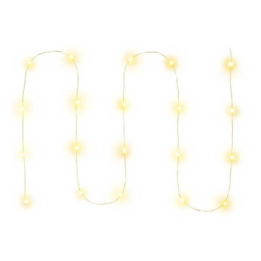 Cadena de Navidad LED 20xLED/2xAA 2,3m blanco cálido