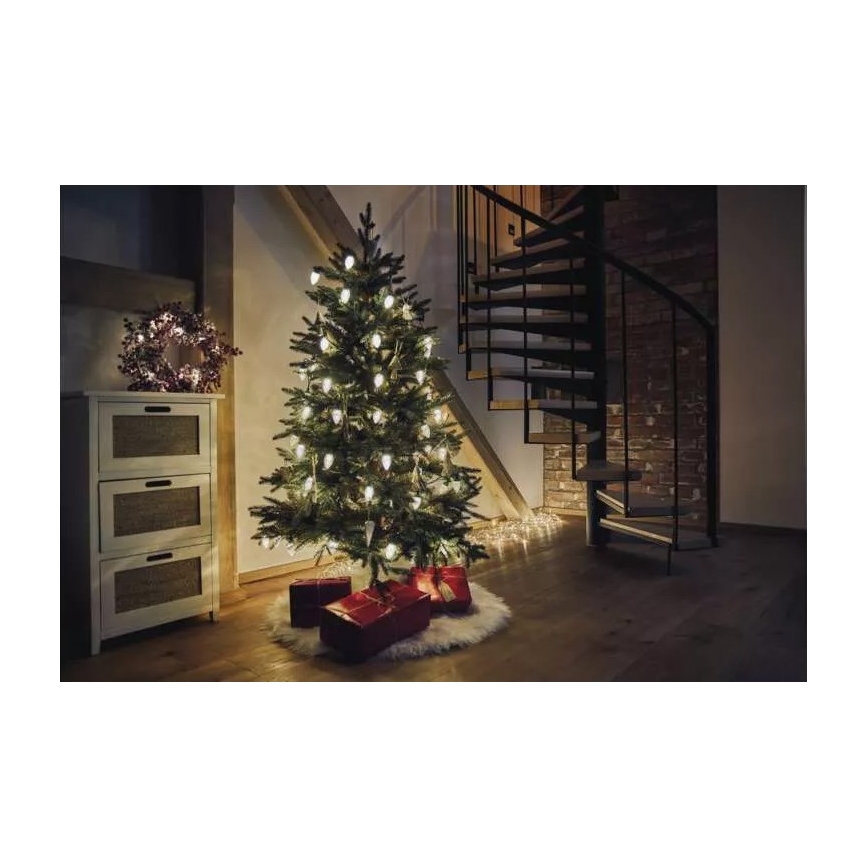 Cadena de Navidad LED para exteriores 50xLED/8 funciones 14,8 m IP44 blanco cálido