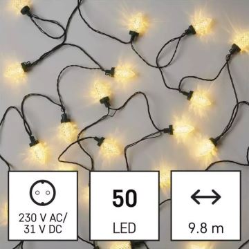 Cadena de Navidad LED para exteriores 50xLED/8 funciones 14,8 m IP44 blanco cálido