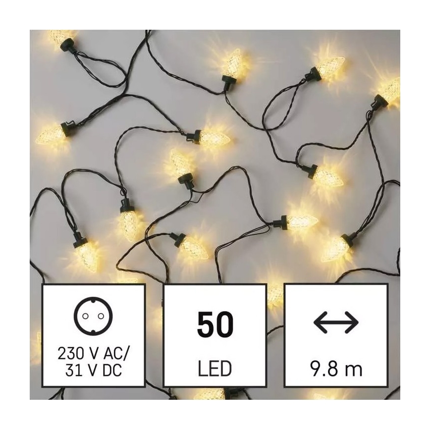 Cadena de Navidad LED para exteriores 50xLED/8 funciones 14,8 m IP44 blanco cálido