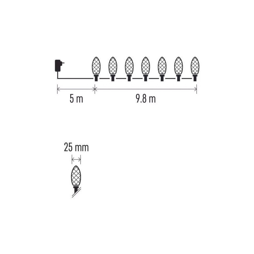 Cadena de Navidad LED para exteriores 50xLED/8 funciones 14,8 m IP44 blanco cálido