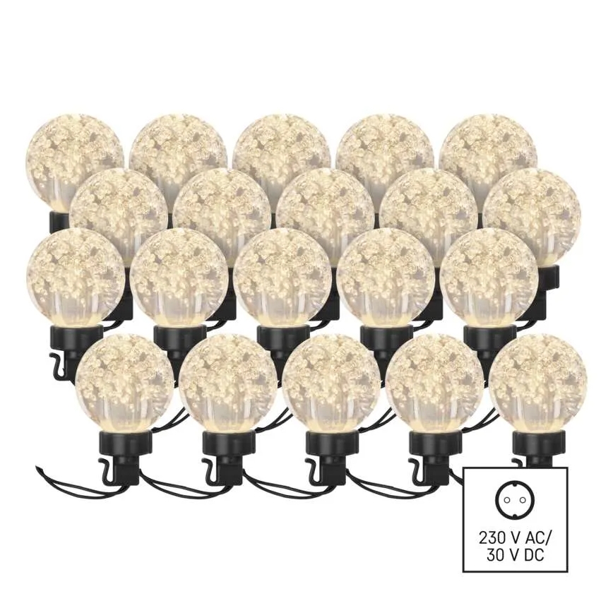 Cadena decorativa LED para exteriores 20xLED/12,6m IP44 blanco cálido