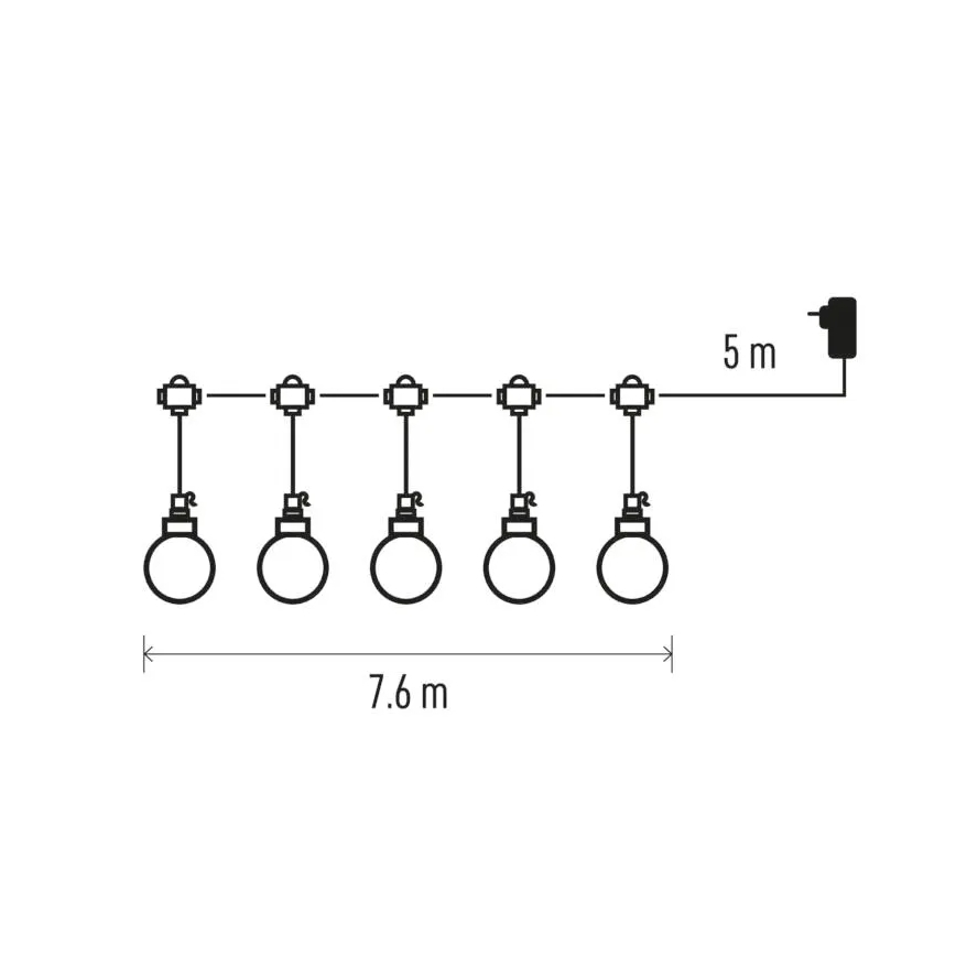 Cadena decorativa LED para exteriores 20xLED/12,6m IP44 blanco cálido