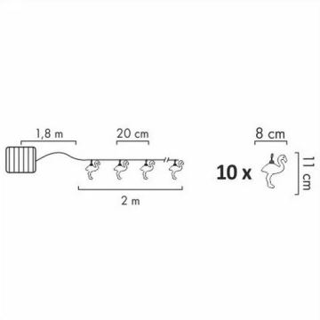 Cadena decorativa solar LED 10xLED 3,8 IP44 flamingo