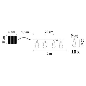 Cadena decorativa solar LED PASTEL 10xLED/1,2V 3,8 m IP44