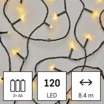 Cadena LED de Navidad para exteriores 120xLED/8,9m IP44 blanco cálido