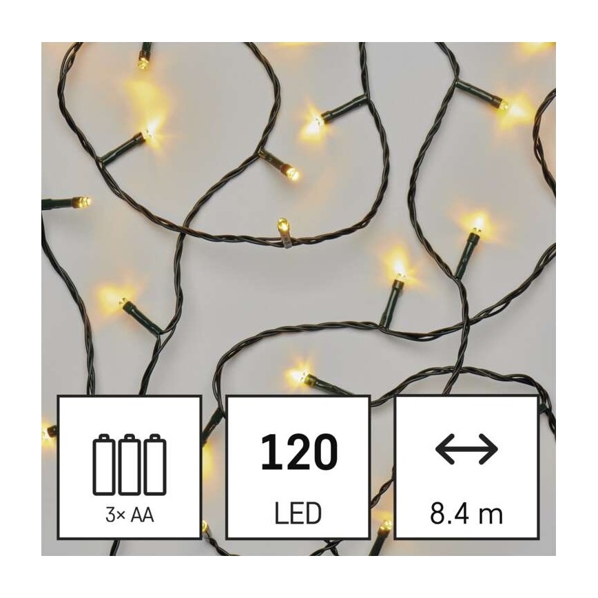 Cadena LED de Navidad para exteriores 120xLED/8,9m IP44 blanco cálido