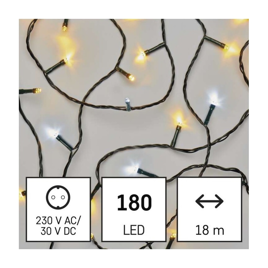 Cadena LED de Navidad para exteriores 180xLED/2 funkce 23m IP44 blanco cálido/frío