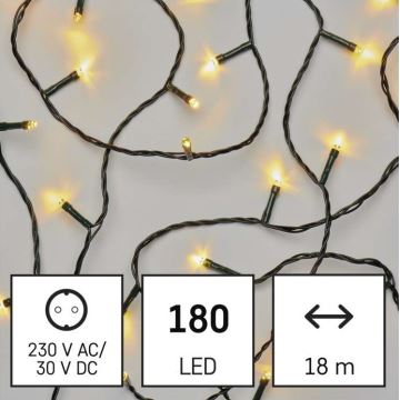 Cadena LED de Navidad para exteriores 180xLED/8 módů 23m IP44 blanco cálido