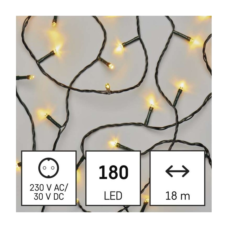 Cadena LED de Navidad para exteriores 180xLED/8 módů 23m IP44 blanco cálido