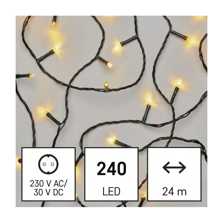 Cadena LED de Navidad para exteriores 240xLED/8 módů 29m IP44 blanco cálido