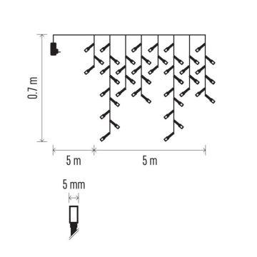 Cadena LED de Navidad para exteriores 300xLED/8 modos 10m IP44 blanco frío+mando a distancia