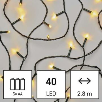 Cadena LED de Navidad para exteriores 40xLED/3,3m IP44 blanco cálido