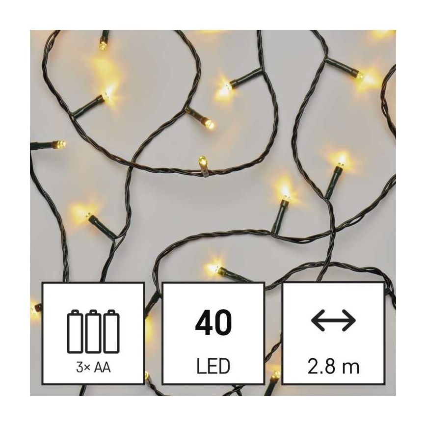 Cadena LED de Navidad para exteriores 40xLED/3,3m IP44 blanco cálido