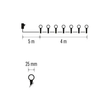 Cadena LED de Navidad para exteriores 40xLED/9m IP44 azul